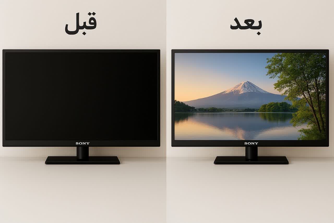 قبل و بعد از تعمیر خاموش روشن شدن تلویزیون سونی